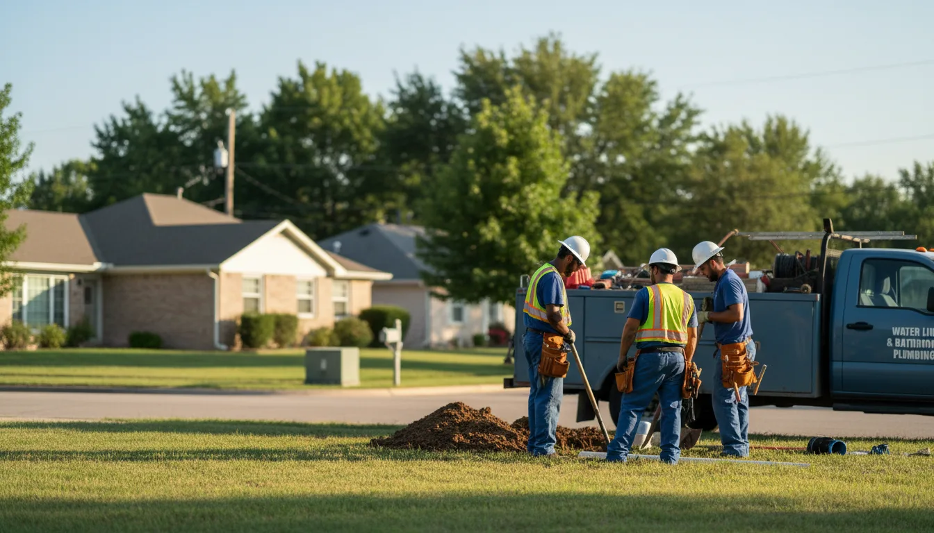 Residential water line and bathroom plumbing service in Moline, KS